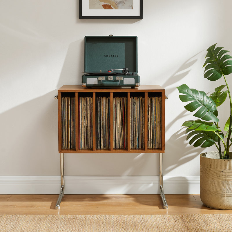 Lily Record Player Stand With Vinyl Storage, Walnut