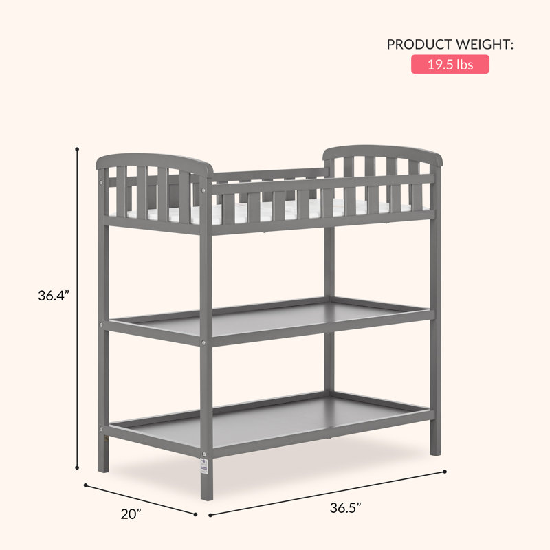 Table à langer avec coussin Emily, Gris acier