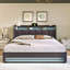 Lit plateforme tapissier double avec système de rangement hydraulique, chargement DEL et USB, gris (sans matelas)-1565831649-1565831655