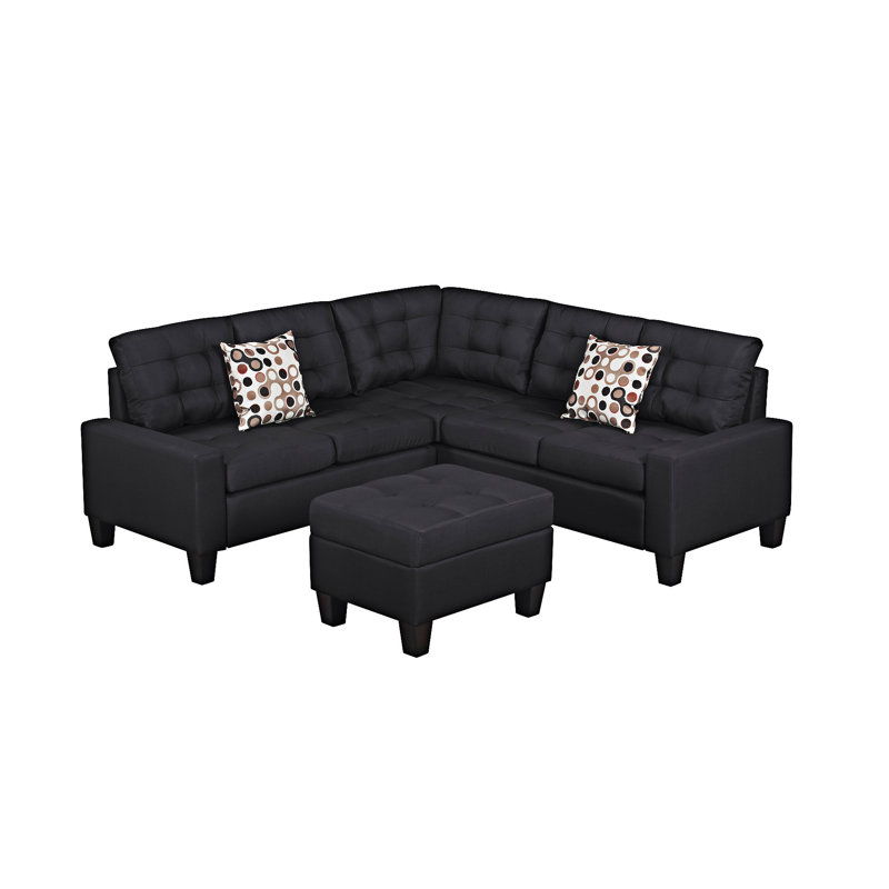 Canapé modulaire rembourré, Tissu noir