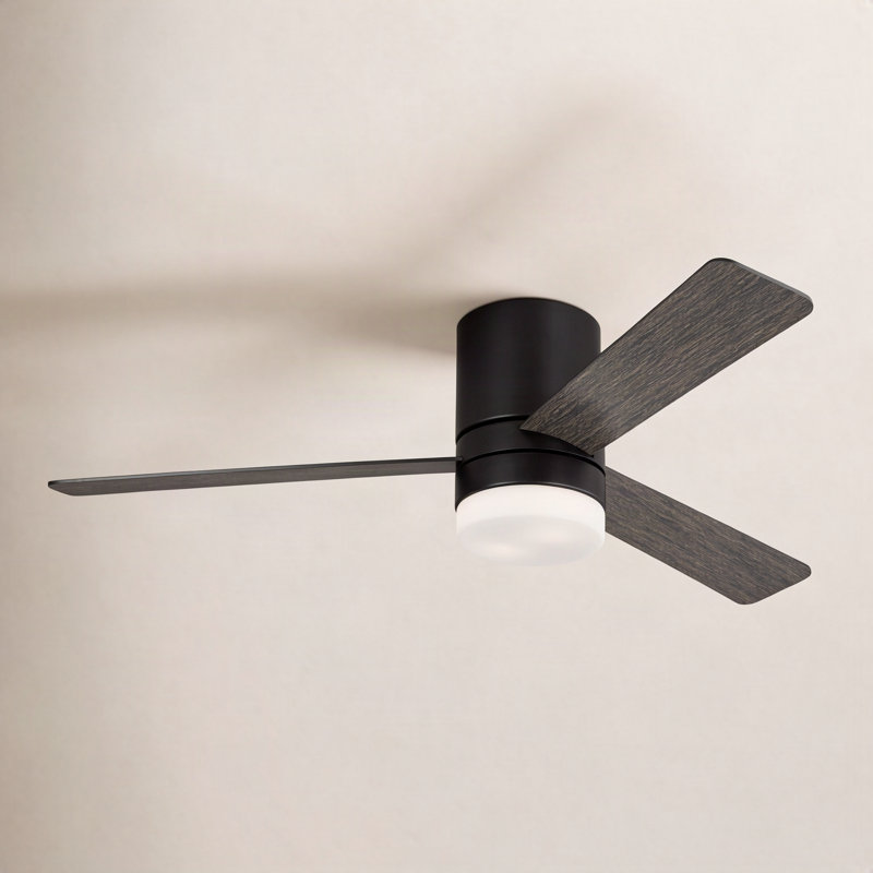 Ventilateur de plafond avec lumières DEL Kris, Étain vieilli, 52", Gris clair / chêne vieilli
