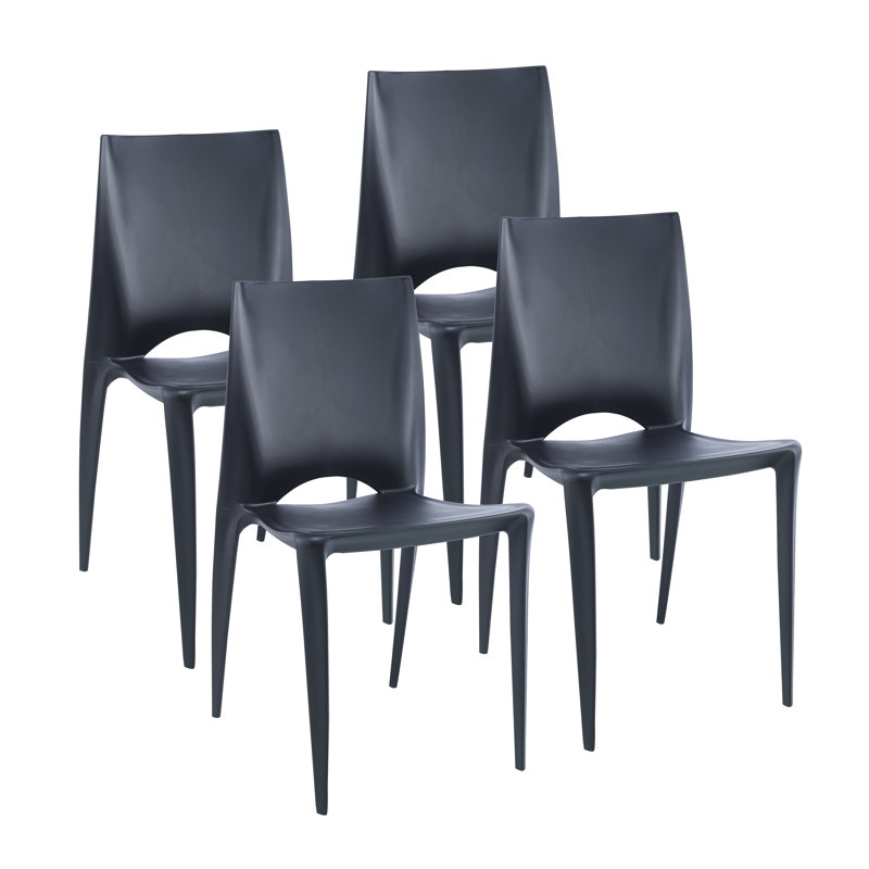 Chaise d'appoint empilable Benja, Noir, 4