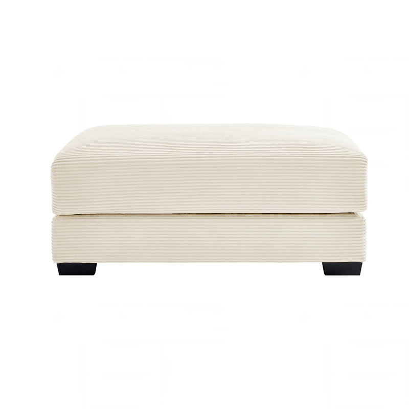 28" Corduroy Ottoman, Cream