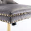 Chaise de bureau Furniture, fauteuil de bureau moderne capitonné en velours capitonné avec base en métal doré, chaise de bureau pivotante réglable (gris)-1438959810