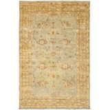 Oushak Floral Hand-Knotted Wool Light Blue/Gold Area Rug