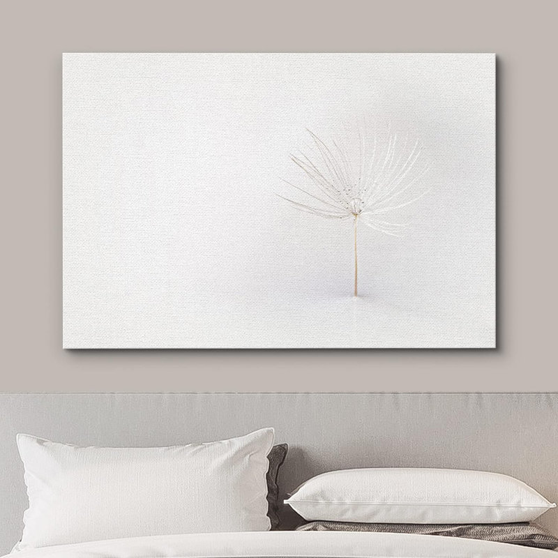 «White Duotone Pastel Dandelion Flower» sur toile, H 16 po x l 24 po