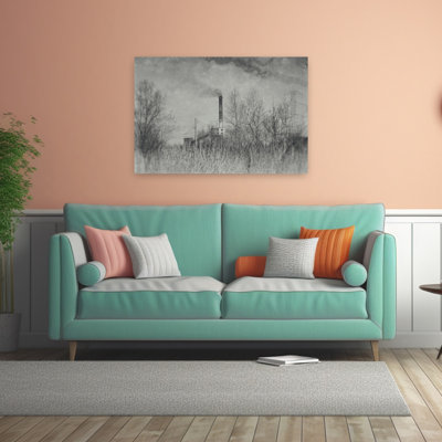 «Bleak Industrial Chimney Industrial Vintage Abstract Landscape Nature», art mural
