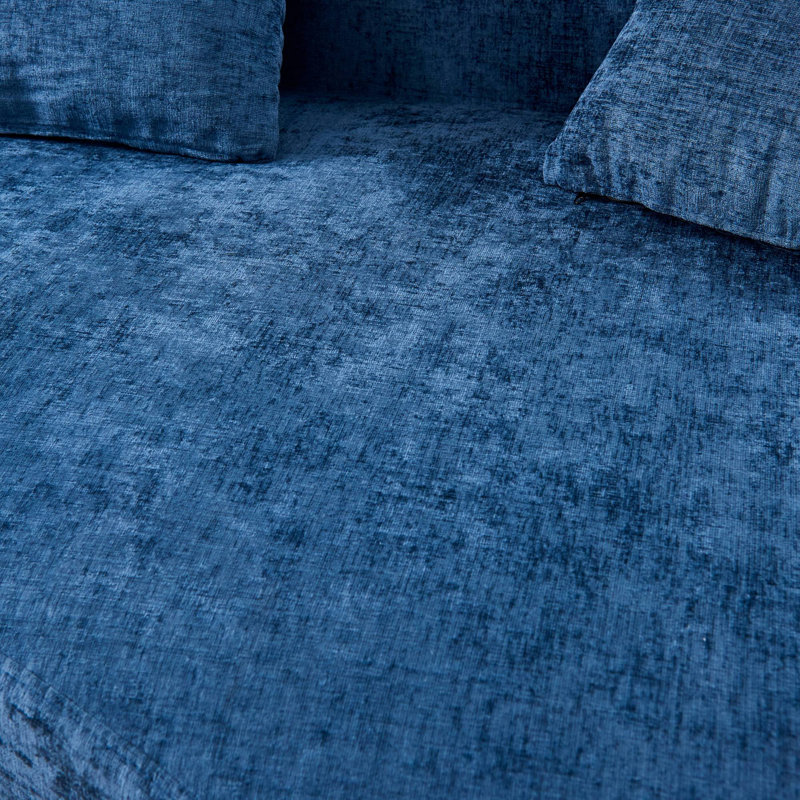 Canapé compact en chenille avec nuage de confort, bleu moderne pour les espaces de vie