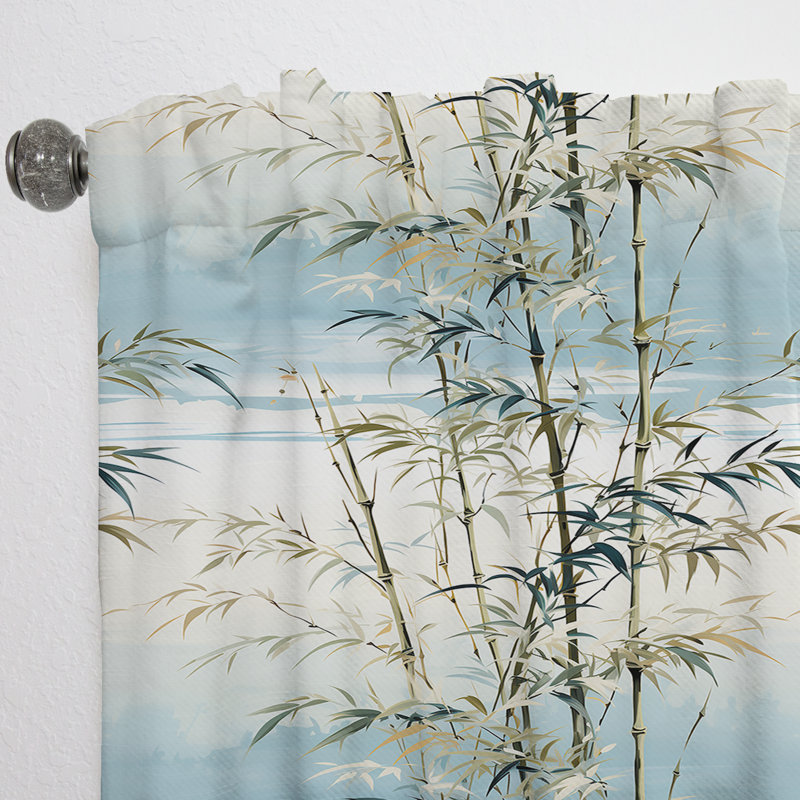 Bambou Tranquility Tropical Motif I - Rideau floral - Rideau floral obscurcissant - 1 panneau, L 52 po x L 90 po