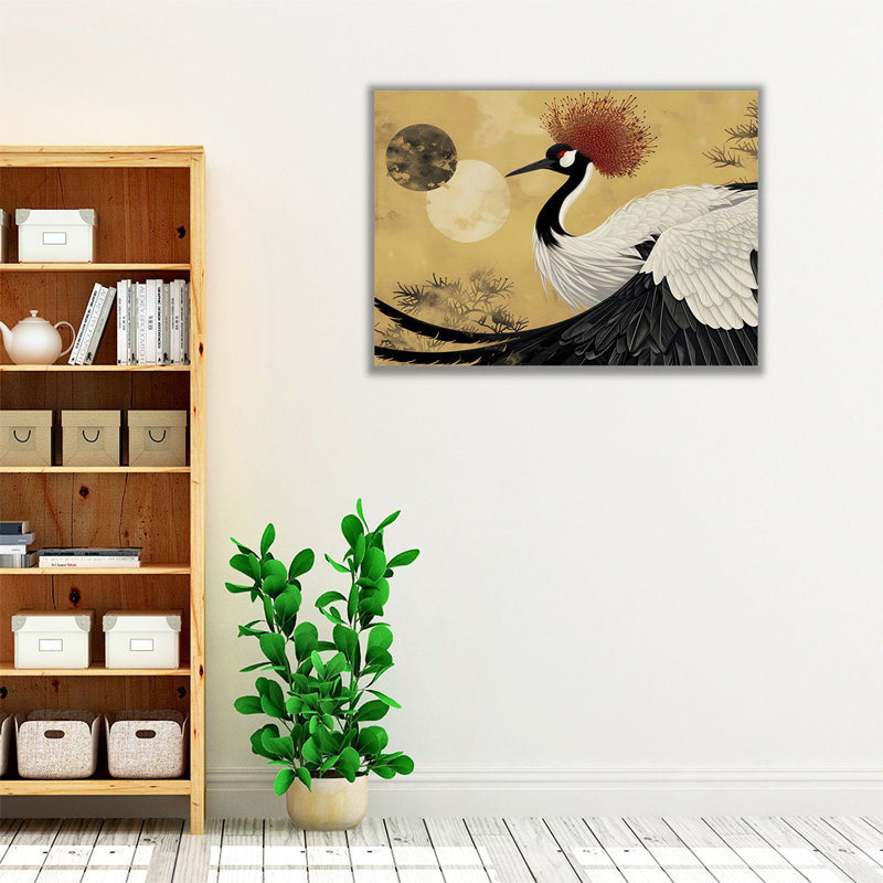 «Japanese Crowned Crane», reproduction d'art sur toile, H 45 po x l 60 po