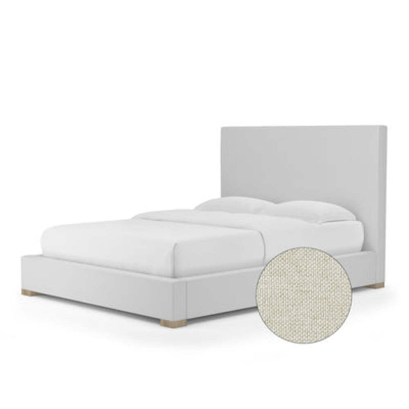 Sloan Upholstered Bed, California King, Pebble Weave Linen Haze, Natural