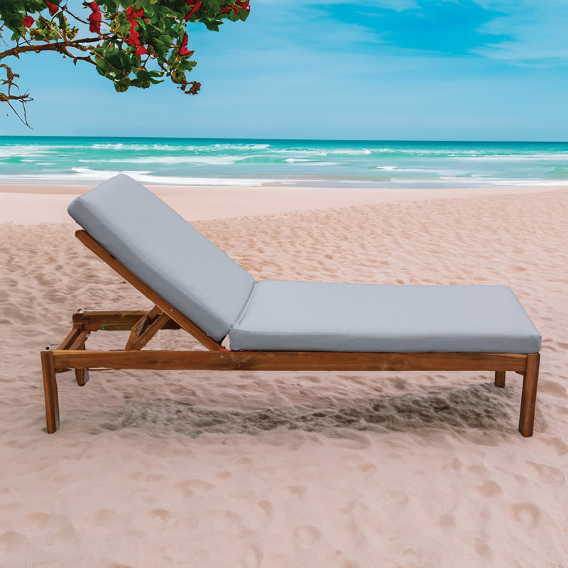 Coussin de chaise longue d'extérieur Tommy Bahama, Sunbrella résistant à la décoloration et à l'eau pour chaises longues et fauteuils inclinables près de la piscine, l 24 po x L 49 po, épaisseur 2,5 po; dossier l 24 po x L 30 po, épaisseur 2,5 po, nuage de bambou Bay