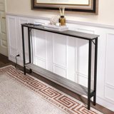 Sofa Table with Outlet and USB Port, 48" Console Behind Couch Table with Steel Frame,Grey