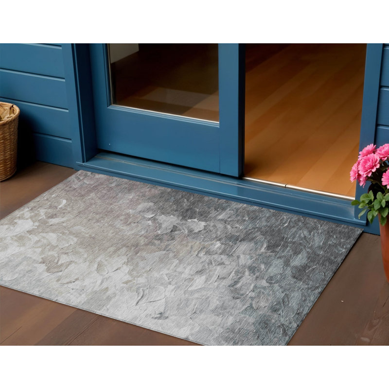 3' X 5' Taupe Brown And Silver Abstract Washable Indoor Outdoor Area Rug