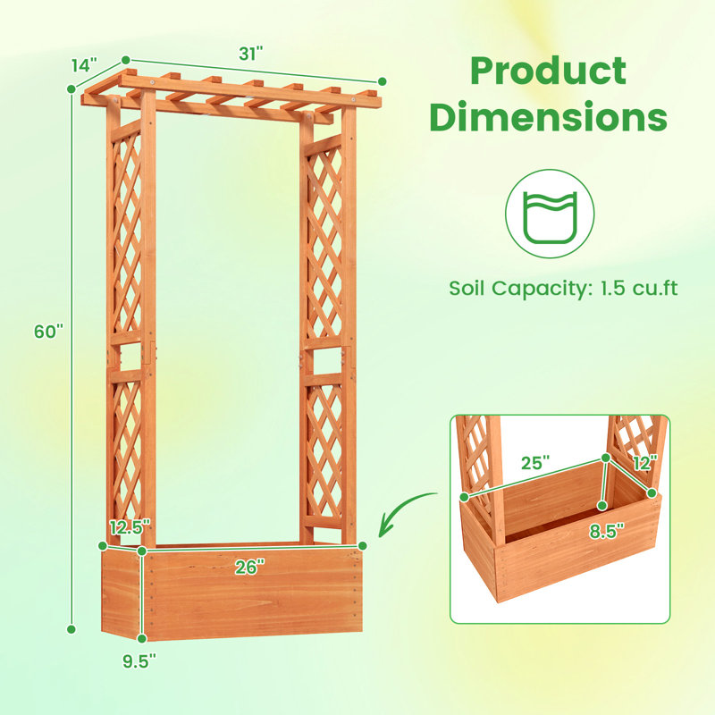 2pcs Raised Garden Bed with Trellis Wood Elevated Garden Bed with Hanging Roof  Planter Box Small