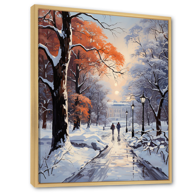 «Path Into Winter Forest III - Winter Landscape», art mural, H 40 po x l 30 po x P 1,5 po, Cadre flottant brun