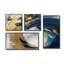 Bleu foncé et coups dorés VI - Grandes impressions abstraites sur toile 4 pièces-750101452-750101453