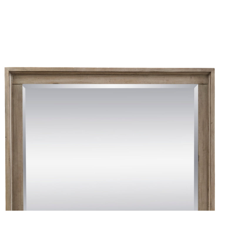Miroir 43 po Home's Hideaway, gris verger, sans assemblage requis, verre biseauté, transitionnel, fabriqué en bois de peuplier et de placages, assemblé en bois massif