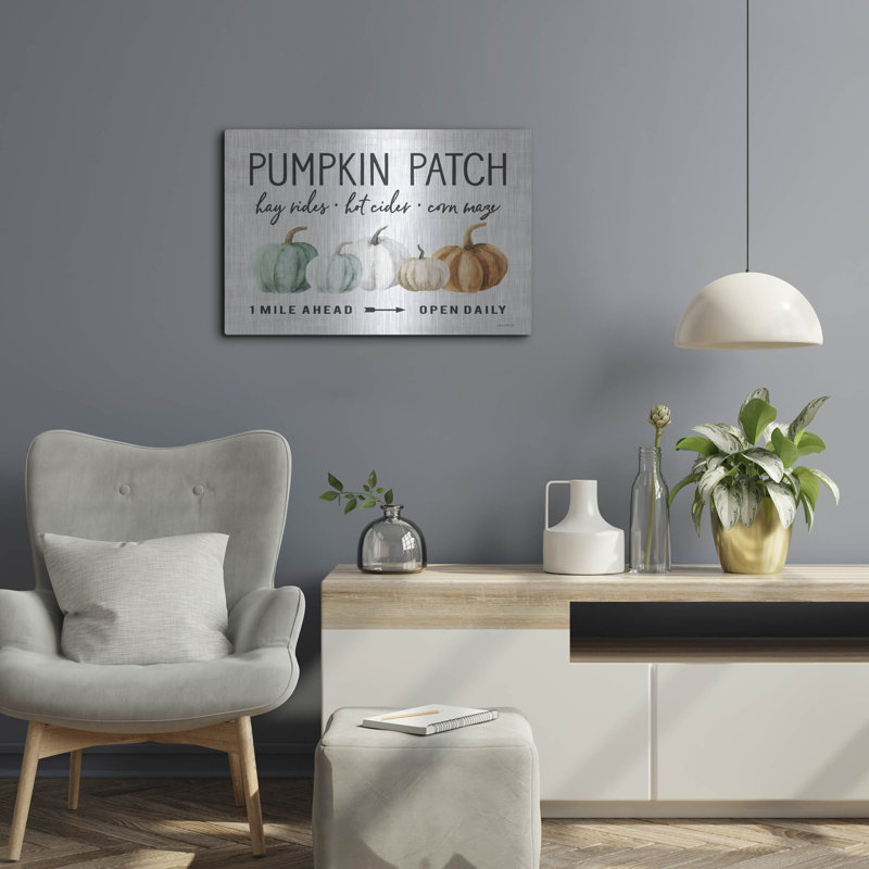  «Pumpkin Patch» par 24 po x 16 po, art mural en métal à lettres et doublé, H 16 po x l 24 po
