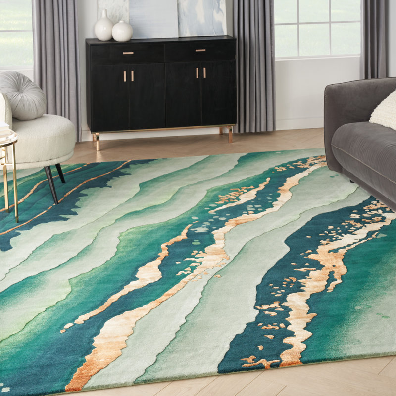 Viscose Abstract Indoor Rug, Rectangle 9'9" x 13'9"