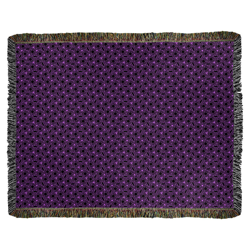 Couverture tissée hexagonale Katelyn Elizabeth, l 60 po x L 80 po, Violet / noir