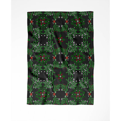 Winter Mistletoe Holiday Velveteen Throw