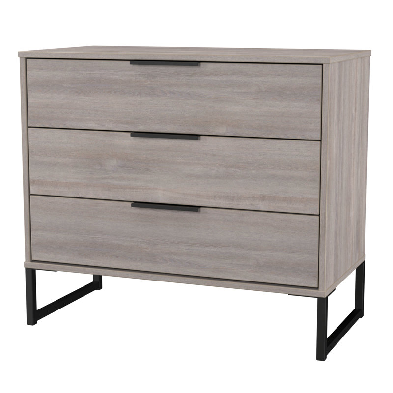 Bisceglia 77cm W 3 - Drawer Chest of Drawers, Grey