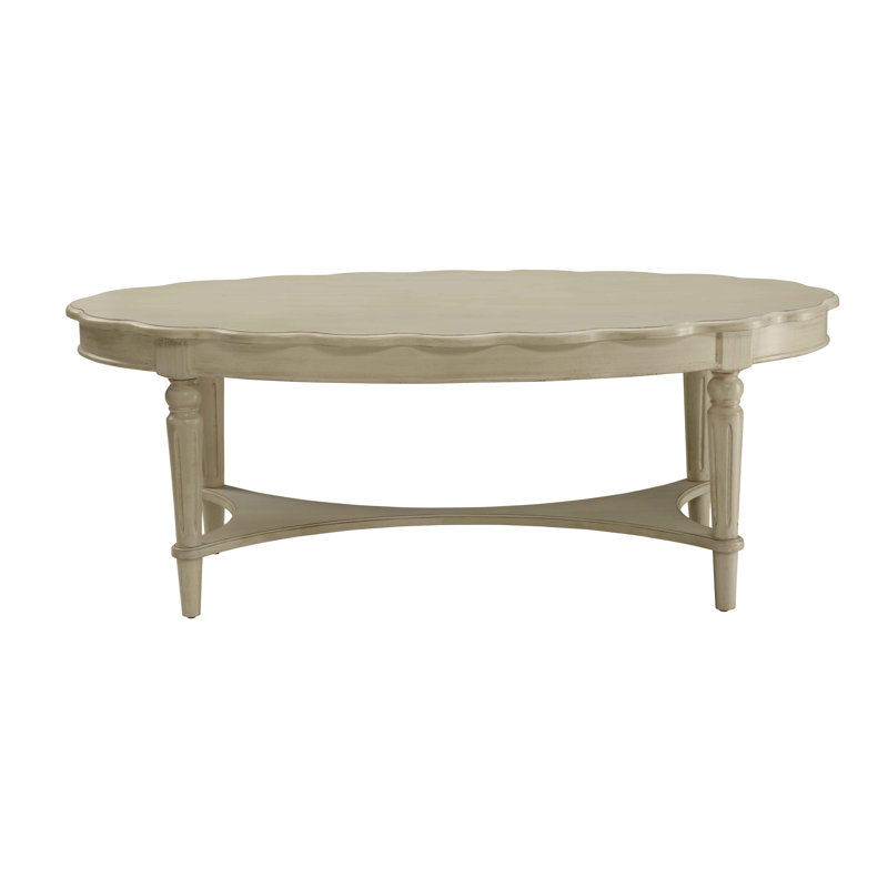 Table basse, 1 pièce, bois d'ingénierie, blanc, blanc antique