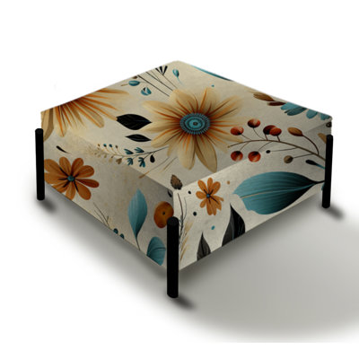 Vintage Gypsy Boho Pattern - Floral Large Square Ottoman