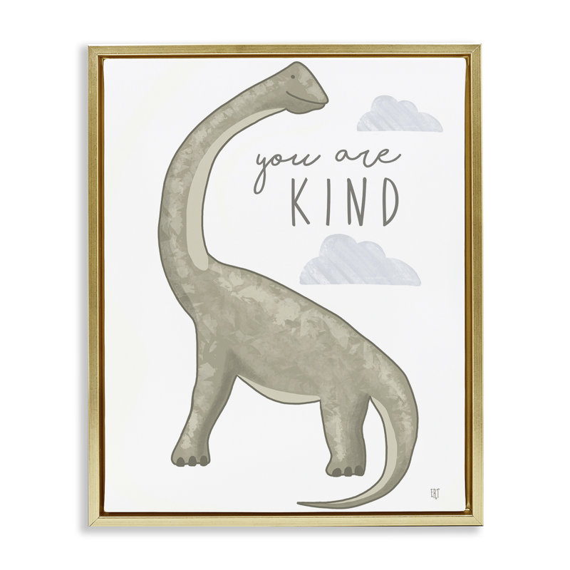 Cadre flottant You Are Kind Dinosaur, design par Elizabeth Tyndall, Cadre flottant métallique doré, H 21 po x l 17 po