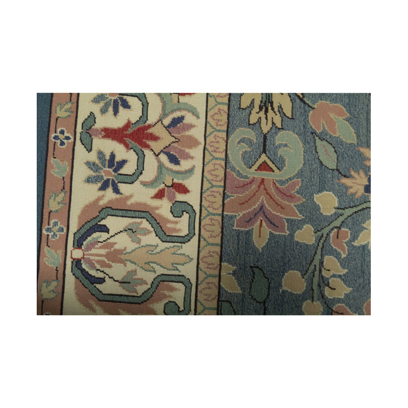 Hand-Knotted High-Quality Teal/Cream Area Rug