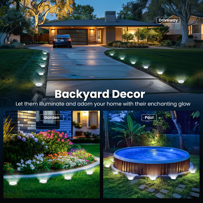 8 Pack Cold White Led Medium-size Ground Lights, Waterproof Landscape Path Lighting