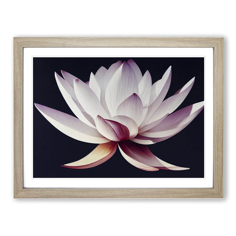 Uplifting Lotus Flower - Framed Print, 25cm H x 34cm W x 2cm D, Oak
