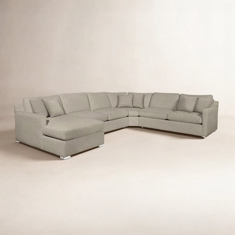 Canapé modulaire Bel-Air, Fronde bleue ‑ 0448-64, Orienté à gauche (vu de face), Finition blanc givré