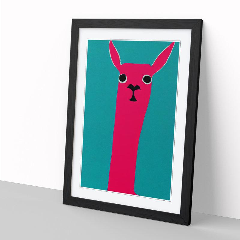 Llama Abstract - Single Picture Frame Print, Black, 34cm H x 25cm W x 2cm D