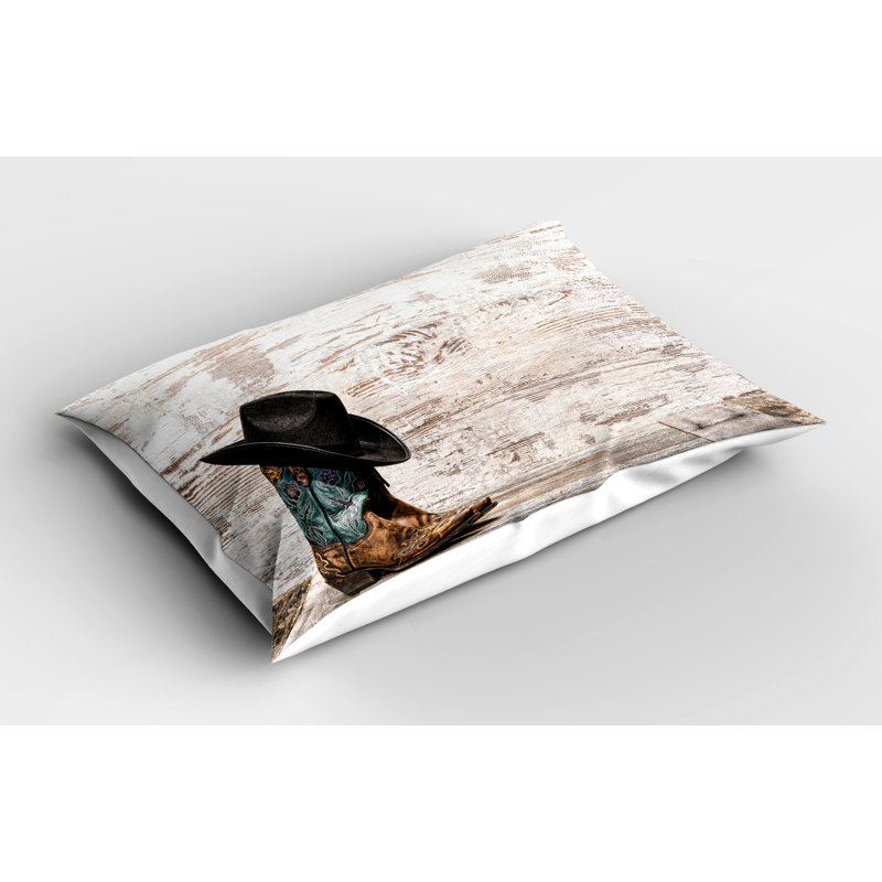 Pillowcase, Rodeo Cowboy Grunge Hat, Black Brown