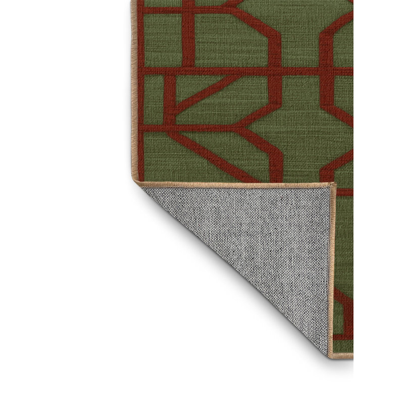 Tapis brun treillis lavable à la machine, Carré 4 pi
