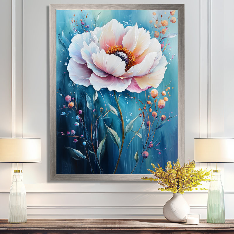 Odalis - Art mural abstrait sur toile, Argent argent, H 20 po x l 12 po, Reproduction encadrée d'une seule photo