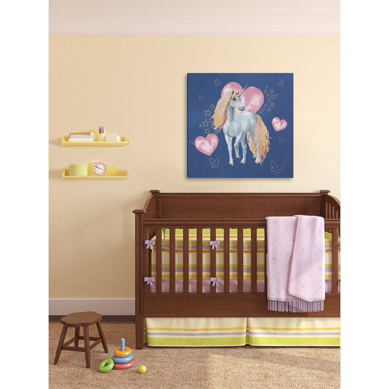 Croy Croy Stars And Love Unicorn - No Frame Print on Canvas, 20cm H x 20cm W
