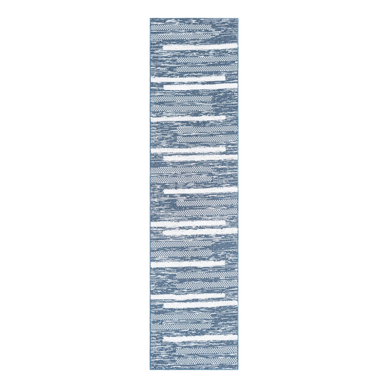 Tapis bleu marine en coton tissé à la machine à motif géométrique Jiacheng, Tapis de couloir 2 pi 7 po x 10 pi