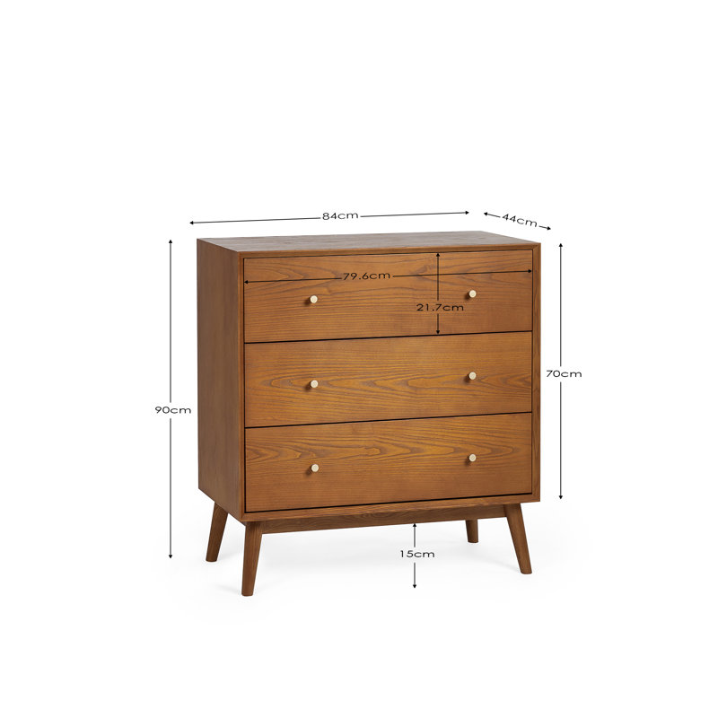 Barchov 84cm W 3 - Drawer Chest of Drawers
