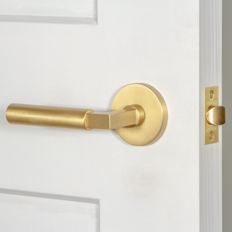 Viaggio Circolo Rosette Double Dummy, Satin Brass, Round, Modern Industrial Lever Handle