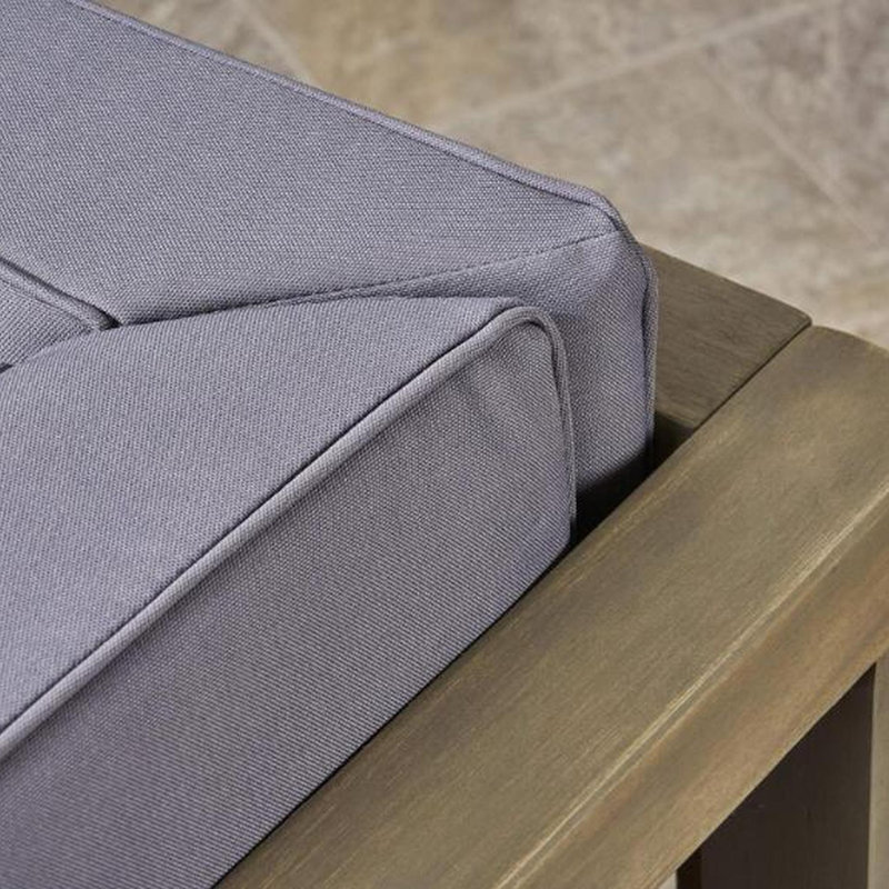 Outdoor Solid Wood Sections 3 Piece Set, Gray Wood, Dark Gray