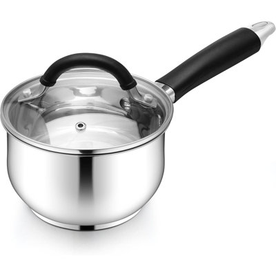 Sauce Pan With Lid, Tri-Ply Base Stainless Steel Saucepan With Stay-Cool Handle, Non-Toxic Kitchen Cooking Sauce Pot, Compatible With All Cooktops, Dishwasher Safe