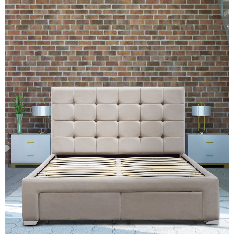Claymore Upholstered Storage Bed, Double (4'6), Cream