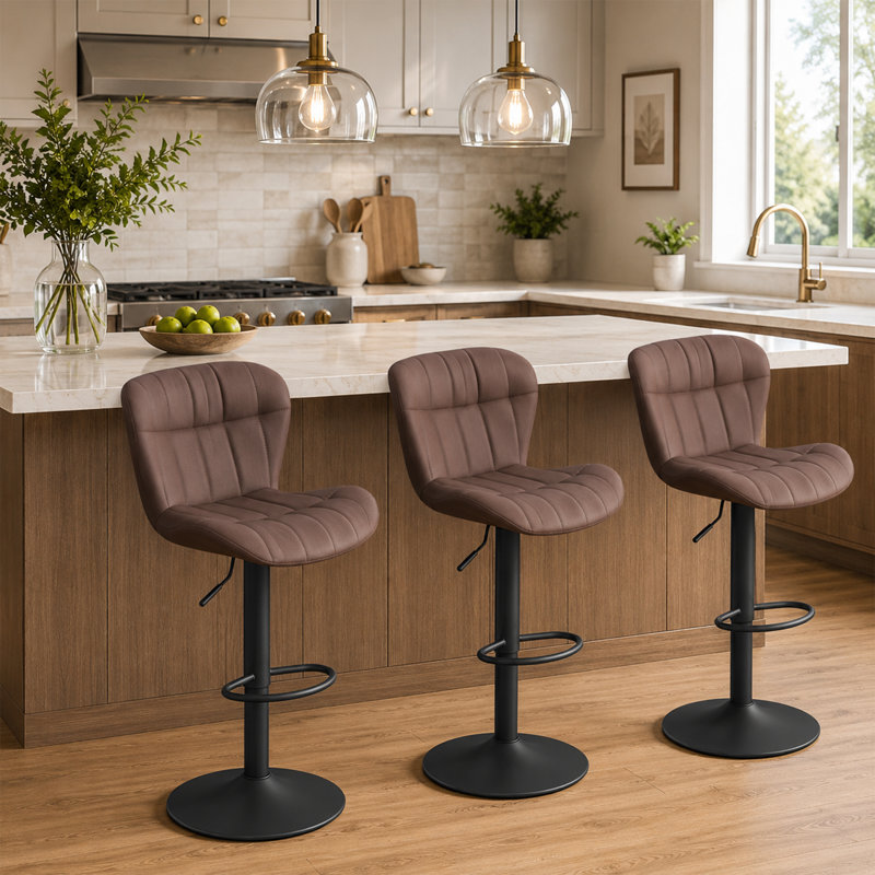 Tabouret de bar pivotant et réglable, Brun, 3
