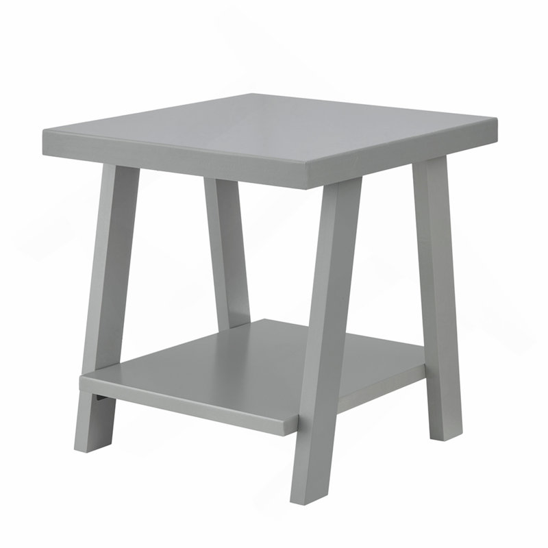 Contemporary Wood Shelf End Table, Gray