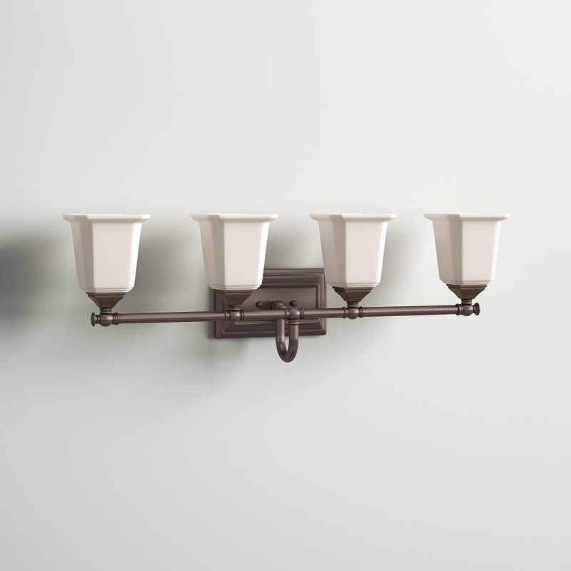 Nicholas 4 - Light Dimmable Vanity Light, Harbor Bronze, Opal Etched
