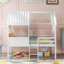 Lit mezzanine en bois avec 2 fenêtres latérales-303217581