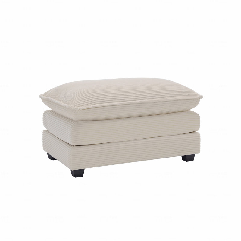 Repose-pieds rembourré en velours côtelé compatible avec les canapés 2/3/4 places, Beige